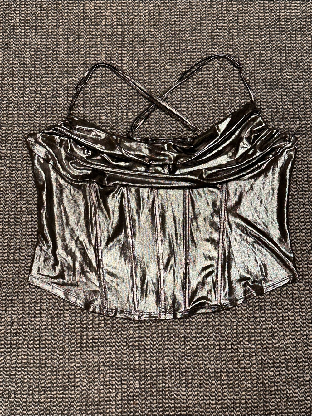Sincerely Jules Metallic Silver Cowl Neck Camisole
